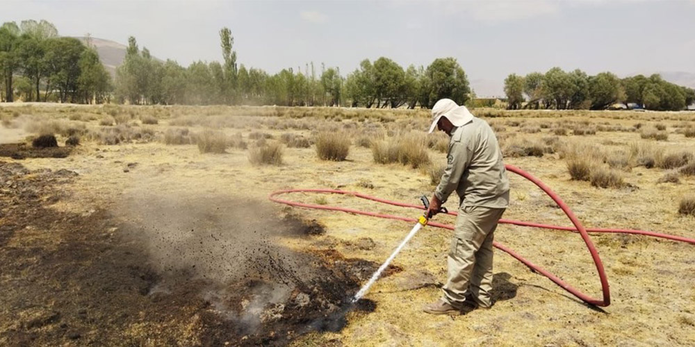 مهار آتش‌سوزی عمقی در تالاب گندمان