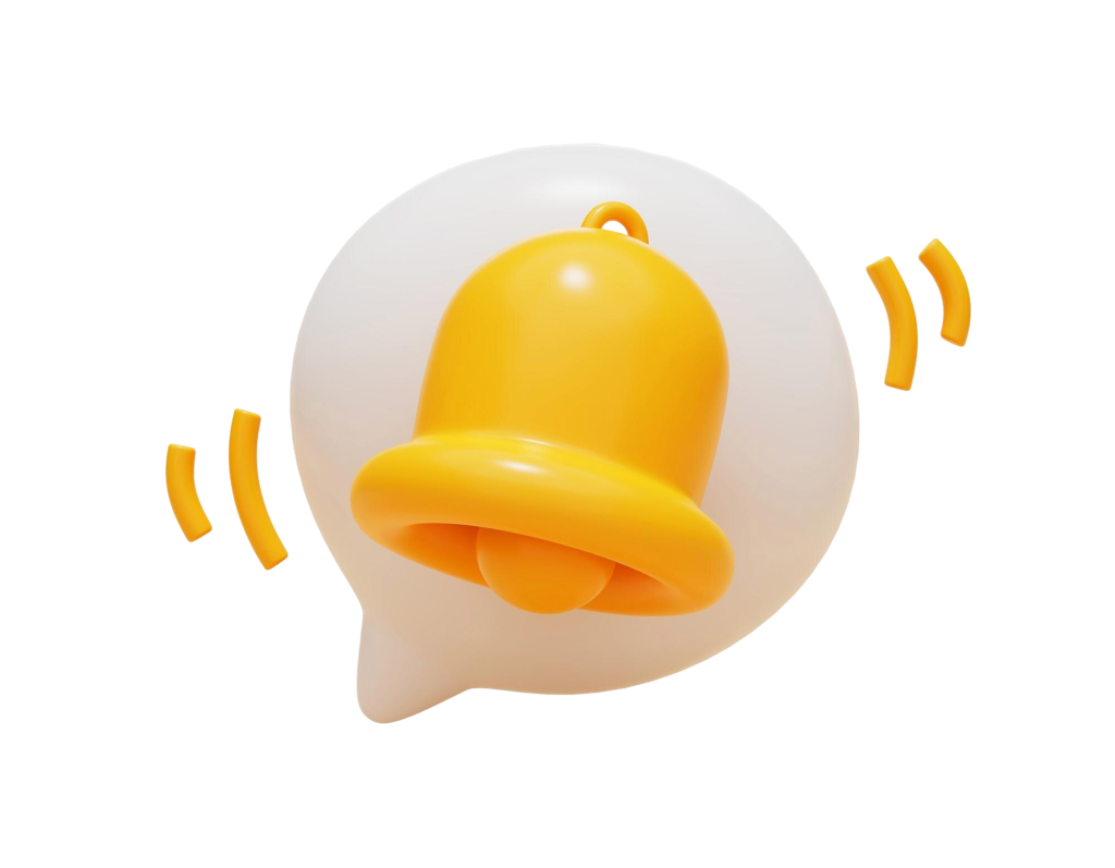 Bell notification speech bubble chat alert new event information sign symbol website icon 3d illustration 1024x797