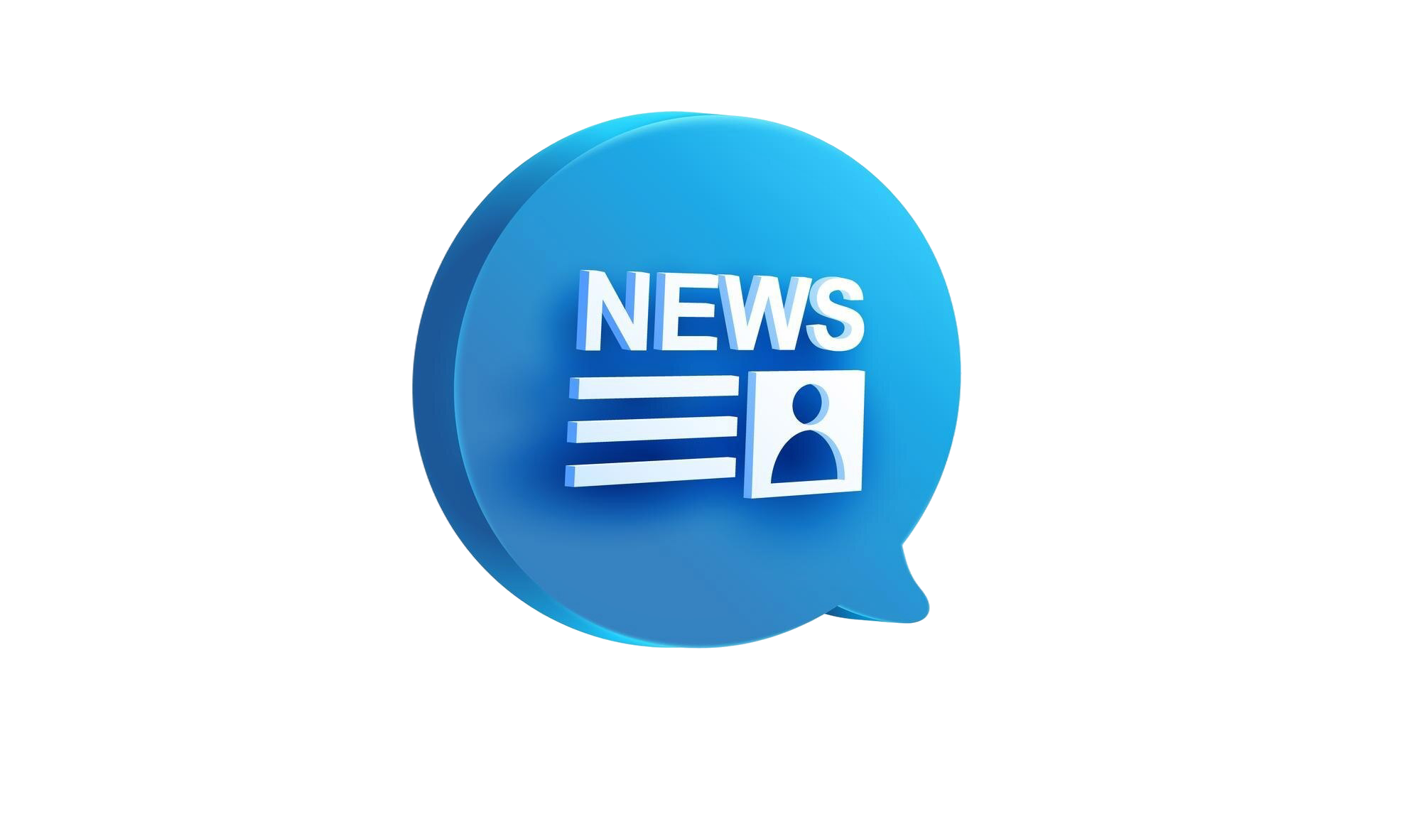 Newspaper button 3d icon vector illustration with blue speech balloon message news sign symbol